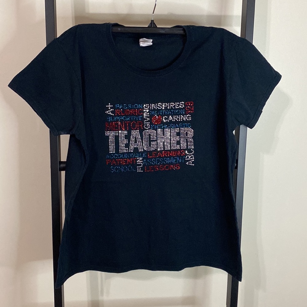 Black Bedazzled Teacher Word Splash Shirt